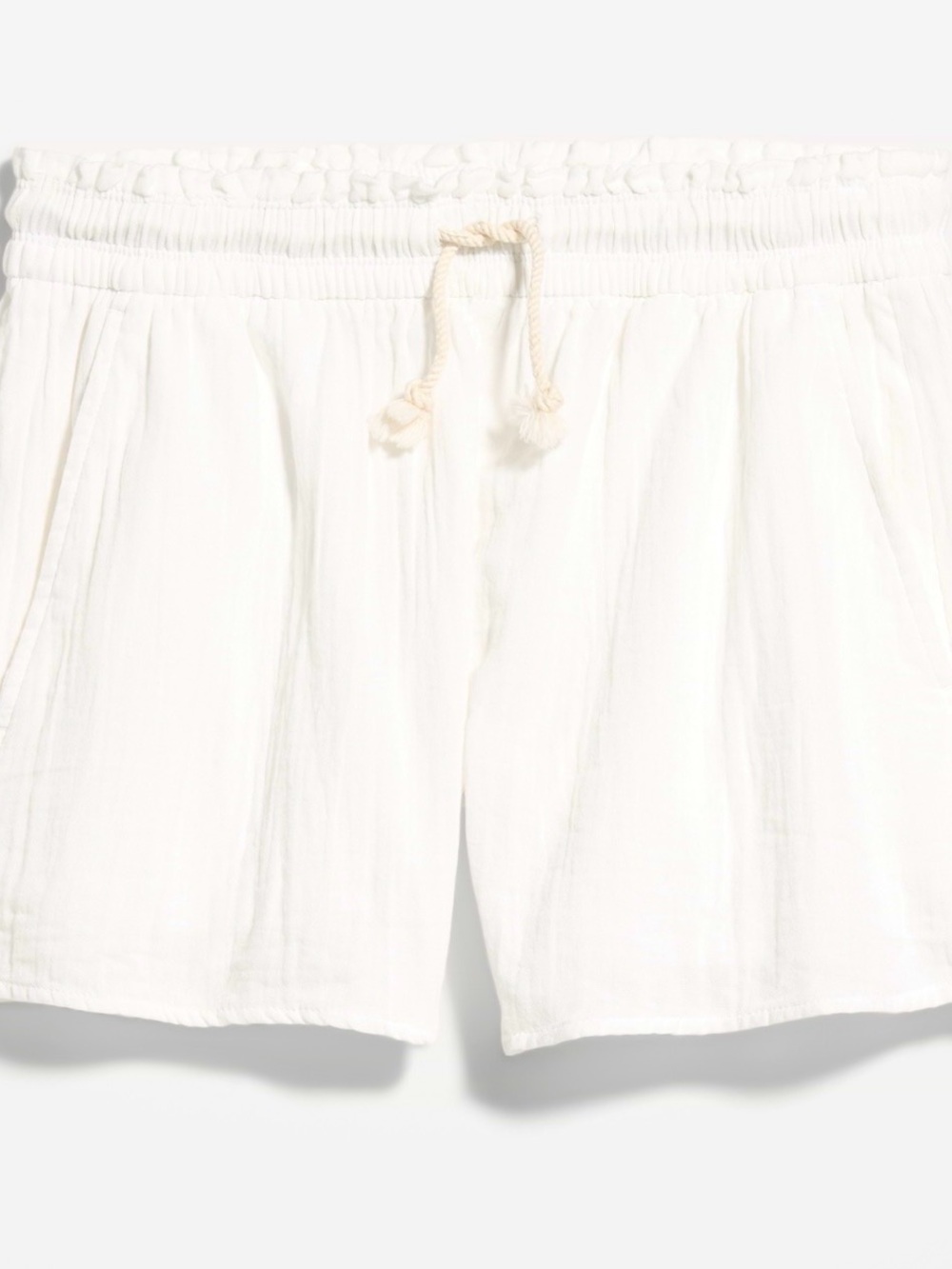 High-Waisted Crinkle Gauze Shorts with Drawstring - Picture 2 of 4